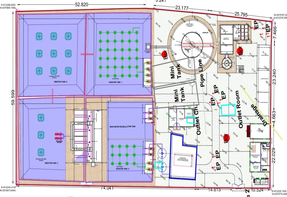 General arrangement drawing of a water treatment plant